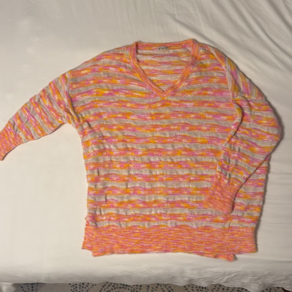 FREE PEOPLE INTIMATELY It’s Unreal Striped Slouchy Oversized Sweater Women’s XS - Picture 2 of 5